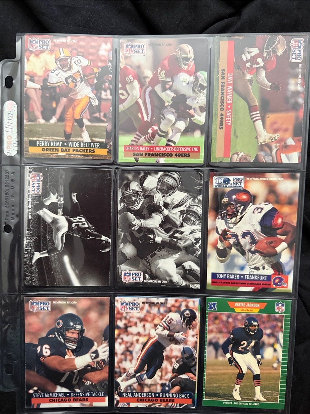 NFL Pro Set Trading Card Lot - Predominant Green, Red, Black, White